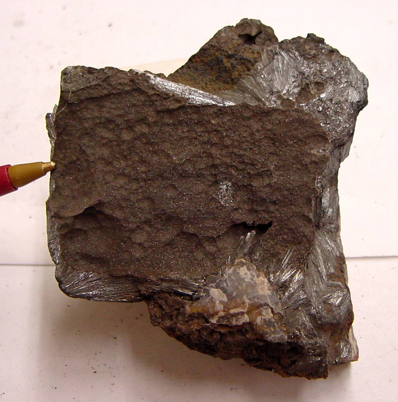 Pyrolusite specimen, composed principally of manganese dioxide